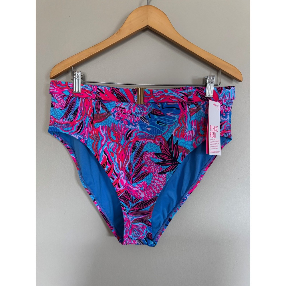 NWT Lilly Pulitzer Women's Ruby Red Wild Times High Waist Bikini Bottoms Size 16